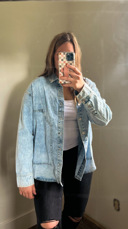 Washed Denim Button Down Shirt