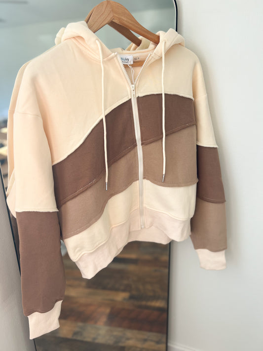 Mocha Patchwork Hoodie