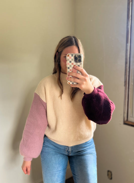 Color Block Drop Shoulder Sweater