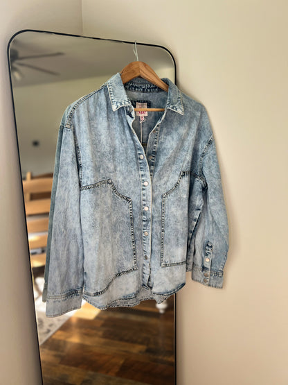 Washed Denim Button Down Shirt