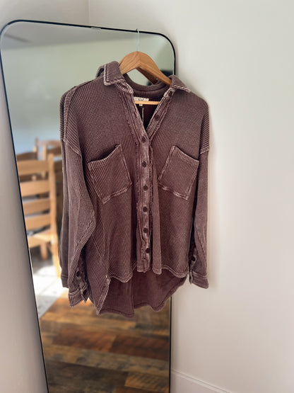Thermal Knit Shacket - Mocha