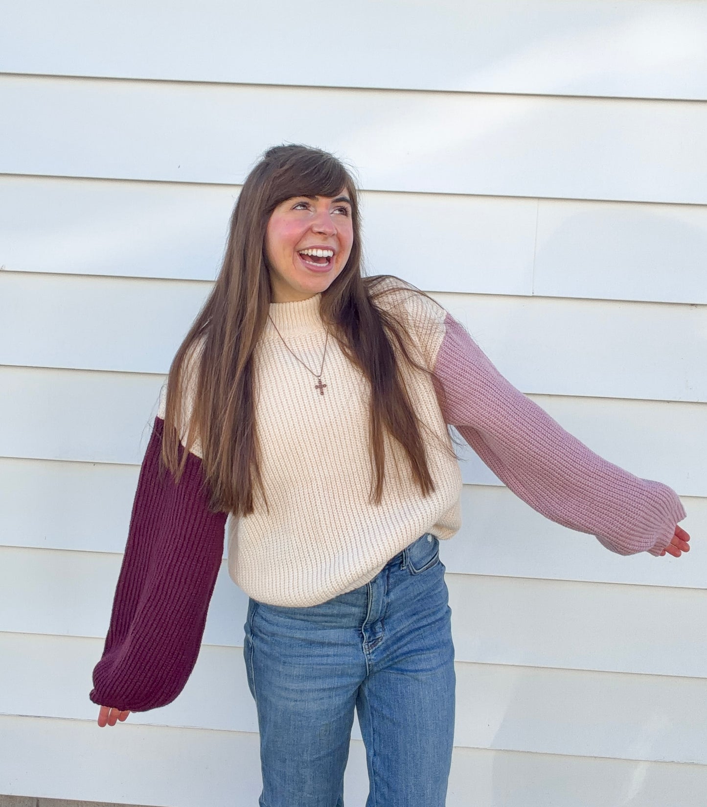 Color Block Drop Shoulder Sweater