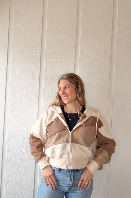Mocha Patchwork Hoodie