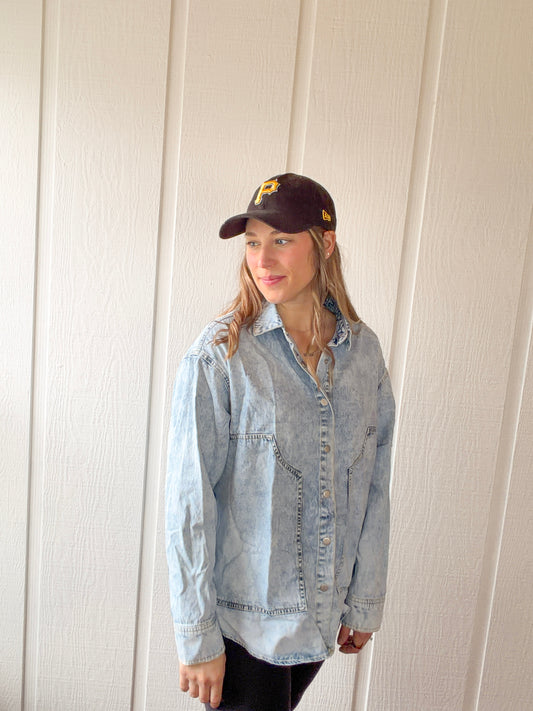 Washed Denim Button Down Shirt